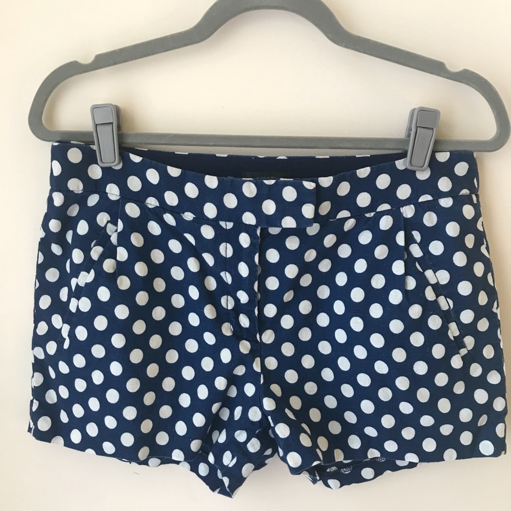 Navy and white linen J. Crew shorts